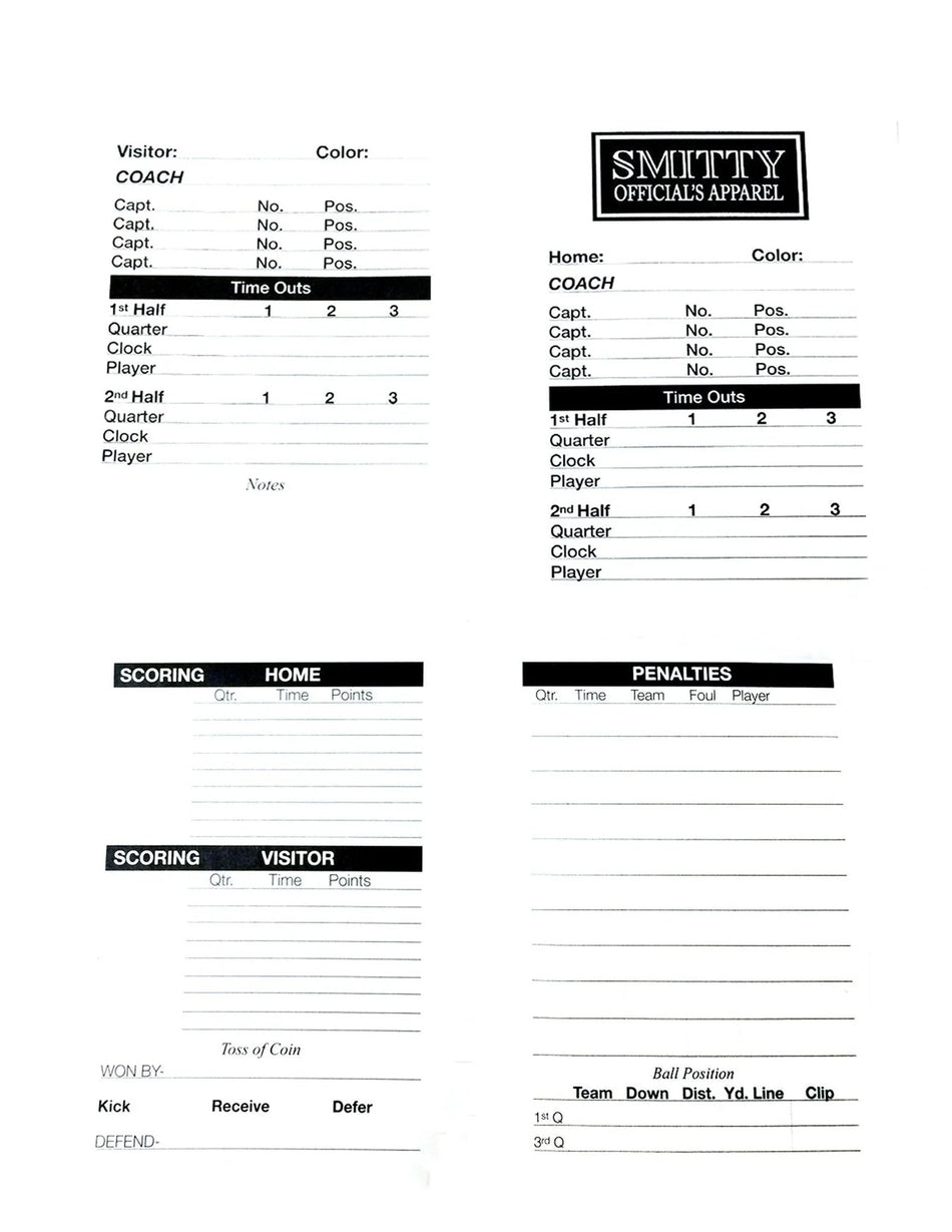 Game Card with Penalty Tracking