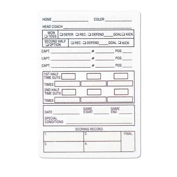 Reusable Football Game Card