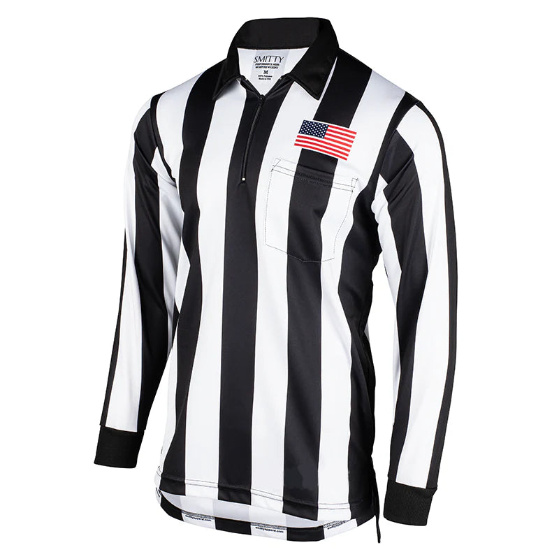 2 inch Stripe Long Sleeve Referee Shirt with Dye Sub Flag