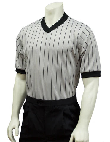 Dye Sublimated Grey with Black Pinstripe Wrestling Shirt